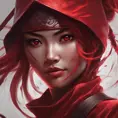 Matte portrait of a beautiful Kunoichi Ninja in dark red, 8k, Highly Detailed, Intricate, Realistic, Sharp Focus, Volumetric Lighting, Fantasy, Elegant by Stanley Artgerm Lau, Alphonse Mucha, WLOP, Stefan Kostic