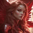 Matte portrait of the beautiful Kayle in dark red, 8k, Highly Detailed, Intricate, Realistic, Sharp Focus, Volumetric Lighting, Fantasy, Elegant by Stanley Artgerm Lau, Alphonse Mucha, WLOP, Stefan Kostic