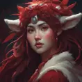 Matte portrait of the beautiful Princess Mononoke in dark red, 8k, Highly Detailed, Intricate, Realistic, Sharp Focus, Volumetric Lighting, Fantasy, Elegant by Stanley Artgerm Lau, Alphonse Mucha, WLOP, Stefan Kostic