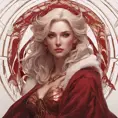 Matte portrait of the beautiful Kayle in dark red, 8k, Highly Detailed, Intricate, Realistic, Sharp Focus, Volumetric Lighting, Fantasy, Elegant by Stanley Artgerm Lau, Alphonse Mucha, WLOP, Stefan Kostic
