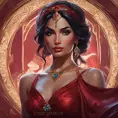 Matte portrait of the beautiful Princess Jasmine in dark red, 8k, Highly Detailed, Intricate, Realistic, Sharp Focus, Volumetric Lighting, Fantasy, Elegant by Stanley Artgerm Lau, Alphonse Mucha, WLOP, Stefan Kostic