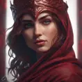 Matte portrait of the beautiful Kassandra in dark red, 8k, Highly Detailed, Intricate, Realistic, Sharp Focus, Volumetric Lighting, Fantasy, Elegant by Stanley Artgerm Lau, Alphonse Mucha, WLOP, Stefan Kostic