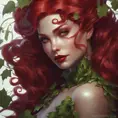 Matte portrait of the beautiful Poison Ivy in dark red, 8k, Highly Detailed, Intricate, Realistic, Sharp Focus, Volumetric Lighting, Fantasy, Elegant by Stanley Artgerm Lau, Alphonse Mucha, WLOP, Stefan Kostic