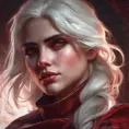 Alluring matte portrait of the beautiful Ciri in Dark Red, 8k, Highly Detailed, Intricate, Realistic, Sharp Focus, Volumetric Lighting, Fantasy, Elegant by Stanley Artgerm Lau, Alphonse Mucha, WLOP, Stefan Kostic