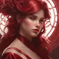 Matte portrait of the beautiful Lyx in dark red, 8k, Highly Detailed, Intricate, Realistic, Sharp Focus, Volumetric Lighting, Fantasy, Elegant by Stanley Artgerm Lau, Alphonse Mucha, WLOP, Stefan Kostic