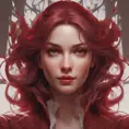 Matte portrait of the beautiful A2 in dark red, 8k, Highly Detailed, Intricate, Realistic, Sharp Focus, Volumetric Lighting, Fantasy, Elegant by Stanley Artgerm Lau, Alphonse Mucha, WLOP, Stefan Kostic