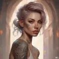 Matte portrait of Lyx with tattoos, 8k, Highly Detailed, Powerful, Alluring, Artstation, Magical, Digital Painting, Photo Realistic, Sharp Focus, Volumetric Lighting, Concept Art by Stanley Artgerm Lau, Alphonse Mucha, Greg Rutkowski