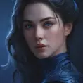 Alluring matte portrait of a beautiful A2 in dark blue, 8k, Highly Detailed, Intricate, Half Body, Realistic, Sharp Focus, Volumetric Lighting, Fantasy, Elegant by Stanley Artgerm Lau, WLOP, Stefan Kostic