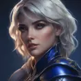 Matte portrait of the beautiful Fiora in dark blue, 8k, Highly Detailed, Intricate, Realistic, Sharp Focus, Volumetric Lighting, Fantasy, Elegant by Stanley Artgerm Lau, WLOP, Stefan Kostic