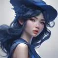 Alluring matte portrait of a beautiful A2 in dark blue, 8k, Highly Detailed, Intricate, Half Body, Realistic, Sharp Focus, Volumetric Lighting, Fantasy, Elegant by Stanley Artgerm Lau, WLOP, Stefan Kostic