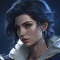 Matte portrait of the beautiful Fiora in dark blue, 8k, Highly Detailed, Intricate, Realistic, Sharp Focus, Volumetric Lighting, Fantasy, Elegant by Stanley Artgerm Lau, WLOP, Stefan Kostic