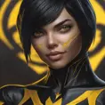 Matte portrait of a beautiful Cassandra Cain in black and yellow, 8k, Highly Detailed, Intricate, Realistic, Sharp Focus, Volumetric Lighting, Fantasy, Elegant by Stanley Artgerm Lau, WLOP, Stefan Kostic