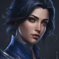 Matte portrait of the beautiful Fiora in dark blue, 8k, Highly Detailed, Intricate, Realistic, Sharp Focus, Volumetric Lighting, Fantasy, Elegant by Stanley Artgerm Lau, WLOP, Stefan Kostic