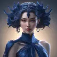 Alluring matte portrait of a beautiful A2 in dark blue, 8k, Highly Detailed, Intricate, Half Body, Realistic, Sharp Focus, Volumetric Lighting, Fantasy, Elegant by Stanley Artgerm Lau, WLOP, Stefan Kostic