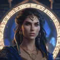 Matte portrait of the beautiful Kassandra in dark blue, 8k, Highly Detailed, Intricate, Realistic, Sharp Focus, Volumetric Lighting, Fantasy, Elegant by Stanley Artgerm Lau, WLOP, Stefan Kostic