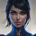 Matte portrait of the beautiful Cassandra Cain in dark blue, 8k, Highly Detailed, Intricate, Realistic, Sharp Focus, Volumetric Lighting, Fantasy, Elegant by Stanley Artgerm Lau, WLOP, Stefan Kostic