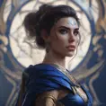 Matte portrait of the beautiful Kassandra in dark blue, 8k, Highly Detailed, Intricate, Realistic, Sharp Focus, Volumetric Lighting, Fantasy, Elegant by Stanley Artgerm Lau, WLOP, Stefan Kostic