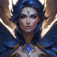 Alluring matte portrait of the beautiful Kayle in dark blue, 8k, Highly Detailed, Intricate, Realistic, Sharp Focus, Volumetric Lighting, Fantasy, Elegant by Stanley Artgerm Lau, WLOP, Stefan Kostic