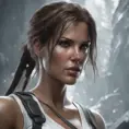 Matte portrait of a beautiful Lara Croft in white, 8k, Highly Detailed, Intricate, Realistic, Sharp Focus, Volumetric Lighting, Fantasy, Elegant by Stanley Artgerm Lau, WLOP, Stefan Kostic