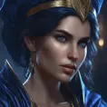 Matte portrait of the beautiful Kassandra in dark blue, 8k, Highly Detailed, Intricate, Realistic, Sharp Focus, Volumetric Lighting, Fantasy, Elegant by Stanley Artgerm Lau, WLOP, Stefan Kostic