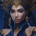 Matte portrait of the beautiful Princess Monoke in dark blue, 8k, Highly Detailed, Intricate, Realistic, Sharp Focus, Volumetric Lighting, Fantasy, Elegant by Stanley Artgerm Lau, WLOP, Stefan Kostic