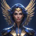 Matte portrait of the beautiful Kayle in dark blue, 8k, Highly Detailed, Intricate, Realistic, Sharp Focus, Volumetric Lighting, Fantasy, Elegant by Stanley Artgerm Lau, WLOP, Stefan Kostic