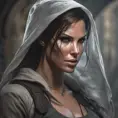 Matte portrait of a beautiful veiled Lara Croft, 8k, Highly Detailed, Intricate, Realistic, Sharp Focus, Volumetric Lighting, Fantasy, Elegant by Stanley Artgerm Lau, WLOP, Stefan Kostic