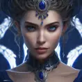 Matte portrait of the beautiful Princess Monoke in dark blue, 8k, Highly Detailed, Intricate, Realistic, Sharp Focus, Volumetric Lighting, Fantasy, Elegant by Stanley Artgerm Lau, WLOP, Stefan Kostic