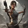 Matte portrait of a beautiful Lara Croft armed with a crossbow, 8k, Highly Detailed, Intricate, Realistic, Sharp Focus, Volumetric Lighting, Fantasy, Elegant by Stanley Artgerm Lau, WLOP, Stefan Kostic