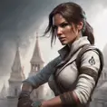 Matte portrait of a beautiful Lara Croft in Assassin's Creed style, 8k, Highly Detailed, Intricate, Realistic, Sharp Focus, Volumetric Lighting, Fantasy, Elegant by Stanley Artgerm Lau, WLOP, Stefan Kostic