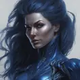 Matte portrait of the beautiful Sarah Kerrigan in dark blue, 8k, Highly Detailed, Intricate, Realistic, Sharp Focus, Volumetric Lighting, Fantasy, Elegant by Stanley Artgerm Lau, WLOP, Stefan Kostic