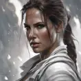 Matte portrait of a beautiful Lara Croft in white, 8k, Highly Detailed, Intricate, Realistic, Sharp Focus, Volumetric Lighting, Fantasy, Elegant by Stanley Artgerm Lau, WLOP, Stefan Kostic