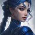 Matte portrait of the beautiful Sona in dark blue, 8k, Highly Detailed, Intricate, Realistic, Sharp Focus, Volumetric Lighting, Fantasy, Elegant by Stanley Artgerm Lau, WLOP, Stefan Kostic