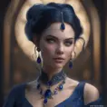 Matte portrait of the beautiful Princess Monoke in dark blue, 8k, Highly Detailed, Intricate, Realistic, Sharp Focus, Volumetric Lighting, Fantasy, Elegant by Stanley Artgerm Lau, WLOP, Stefan Kostic