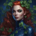 Matte portrait of the beautiful Poison Ivy in dark blue, 8k, Highly Detailed, Intricate, Realistic, Sharp Focus, Volumetric Lighting, Fantasy, Elegant by Stanley Artgerm Lau, WLOP, Stefan Kostic