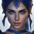 Matte portrait of the beautiful Kassandra in dark blue, 8k, Highly Detailed, Intricate, Realistic, Sharp Focus, Volumetric Lighting, Fantasy, Elegant by Stanley Artgerm Lau, WLOP, Stefan Kostic