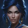 Matte portrait of the beautiful Nidalee in dark blue, 8k, Highly Detailed, Intricate, Realistic, Sharp Focus, Volumetric Lighting, Fantasy, Elegant by Stanley Artgerm Lau, WLOP, Stefan Kostic