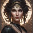 Alluring matte portrait of the beautiful Kassandra in black, 8k, Highly Detailed, Intricate, Realistic, Sharp Focus, Volumetric Lighting, Fantasy, Elegant by Stanley Artgerm Lau, Alphonse Mucha, WLOP, Stefan Kostic