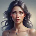 Envision a woman of ethereal beauty, her skin aglow with a soft luminescence that seems to radiate from within. Her eyes are deep pools of shimmering azure, reflecting a wisdom and serenity that transcends time., 8k by Stanley Artgerm Lau