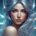 Envision a woman of ethereal beauty, her skin aglow with a soft luminescence that seems to radiate from within. Her eyes are deep pools of shimmering azure, reflecting a wisdom and serenity that transcends time., 8k by Stanley Artgerm Lau