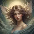 Misty air hums around a breathtakingly beautiful woman with a gentle melody, as if the very wind itself is whispering sweet nothings in her ear. She is a vision of beauty and grace, a living embodiment of nature's most enchanting creations., 8k, Art Nouveau, Surrealism by Stanley Artgerm Lau