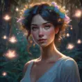 In the heart of an enchanted forest, bathed in the soft glow of bioluminescent flora, stands a captivating woman with ethereal beauty., 8k by Stanley Artgerm Lau