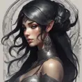 Alluring matte portrait of a beautiful veiled Nidalee wearing a black veil, 8k, Highly Detailed, Intricate, Half Body, Realistic, Sharp Focus, Volumetric Lighting, Fantasy, Elegant by Stanley Artgerm Lau, Alphonse Mucha, WLOP