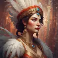 Alluring matte portrait of a beautiful Kassandra wearing feathers, 8k, Highly Detailed, Intricate, Half Body, Realistic, Sharp Focus, Volumetric Lighting, Fantasy, Elegant by Stanley Artgerm Lau, Alphonse Mucha, WLOP