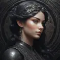 Alluring matte portrait of the beautiful Artemis in black in the style of Stefan Kostic, 8k, Highly Detailed, Intricate, Realistic, Sharp Focus, Volumetric Lighting, Fantasy, Elegant by Stanley Artgerm Lau, Alphonse Mucha, WLOP