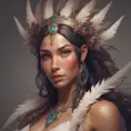 Alluring matte portrait of a beautiful Nidalee wearing feathers, 8k, Highly Detailed, Intricate, Half Body, Realistic, Sharp Focus, Volumetric Lighting, Fantasy, Elegant by Stanley Artgerm Lau, Alphonse Mucha, WLOP