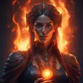 Alluring highly detailed matte portrait of a beautiful fire sorceress in the style of Stefan Kostic, 8k, High Definition, Highly Detailed, Intricate, Half Body, Realistic, Sharp Focus, Fantasy, Elegant