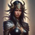 Alluring matte portrait of a beautiful Akali wearing black leather armor, 8k, Highly Detailed, Intricate, Half Body, Realistic, Sharp Focus, Volumetric Lighting, Fantasy, Elegant by Stanley Artgerm Lau, Alphonse Mucha, WLOP