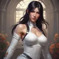 Alluring matte portrait of the beautiful Tifa Lockhart in white, 8k, Highly Detailed, Intricate, Realistic, Sharp Focus, Volumetric Lighting, Fantasy, Elegant by Stanley Artgerm Lau, Alphonse Mucha, WLOP, Stefan Kostic