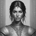 Black & White portrait of Kassandra, Highly Detailed, Intricate, Artstation, Beautiful, Digital Painting, Sharp Focus, Concept Art, Elegant